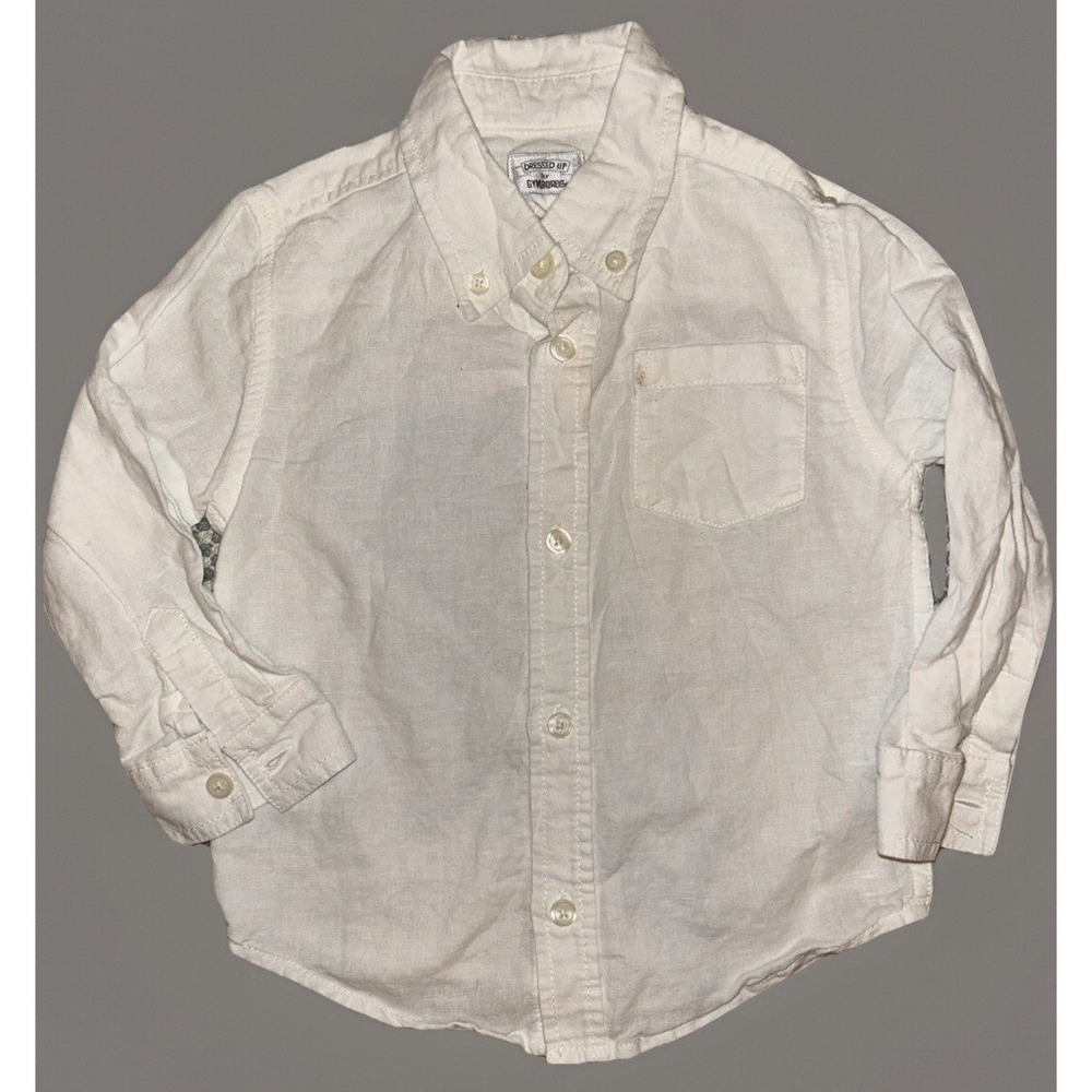 Dressed Up By Gymboree Toddler 2T Linen & Cotton White Long Sleeve Button Up